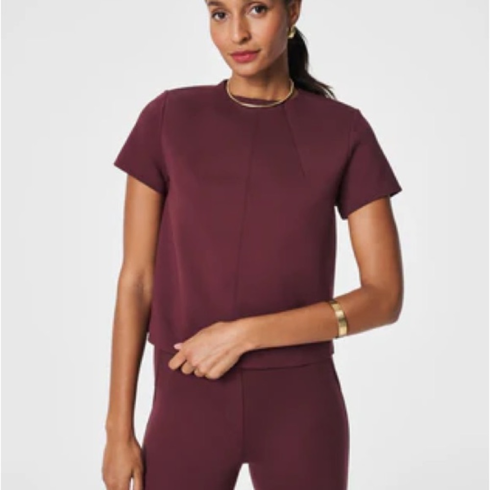 SPANX Cream Short Sleeve Tee